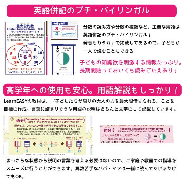 分数 計算 教材 算数 ポスター 中学受験 公式一覧表 英語バイリンガル Learneasy Learneasy Poster Math Fraction Tables 通販 Yahoo ショッピング