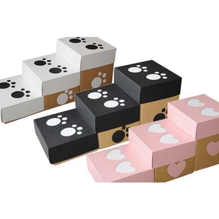 犬、猫用　階段 スロープ　　わんステップ 3段/ピンク　　国産硬質ダンボール製 |  | 03