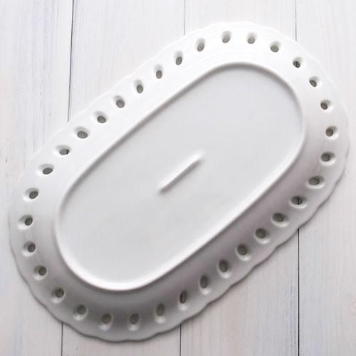 エコール ロングトレー 白 食器 おしゃれ サンドイッチ プレート 皿 トレー 白磁 透かし 日本製 磁器｜tableware-factory｜04