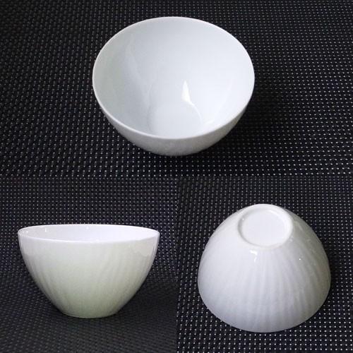 グレイン ライスボール 白 木目 模様 縦すじ 茶碗 陶器 茶わん