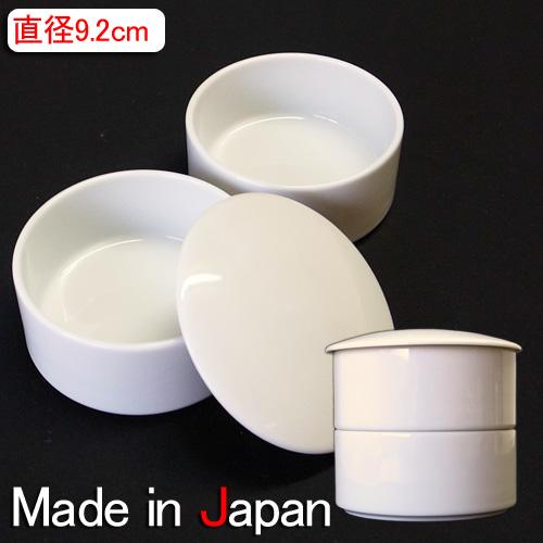 直径9.2cm】白磁 重箱 二段(大) 2段重 陶器 白 日本製 磁器 2段 陶絵