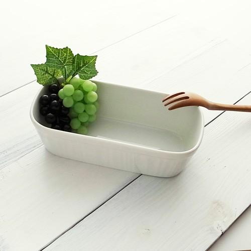 ティラミス スフレ L 白 ココット おしゃれ 長方形 長角 角型 白い食器