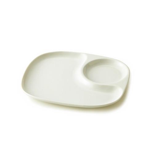 朝のスナックトレー ランチプレート おしゃれ 白 朝食 二つ仕切り 2つ