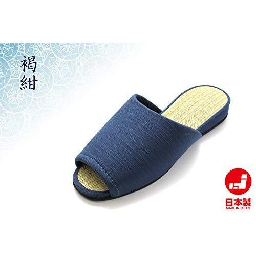 日本製畳中室内履きスリッパ メンズ レディース ネイビーブルー M 約22cm 約24cm 数量は多い