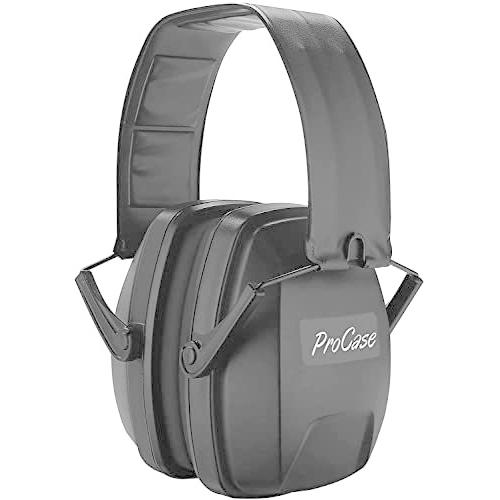 ProCase 大人用 専門防音イヤーマフ、調整可能なヘッドバンド付き 耳カバー 耳あて 聴覚保護ヘッドフォン、ノイズ減少率：NRR 28dB -ブラ