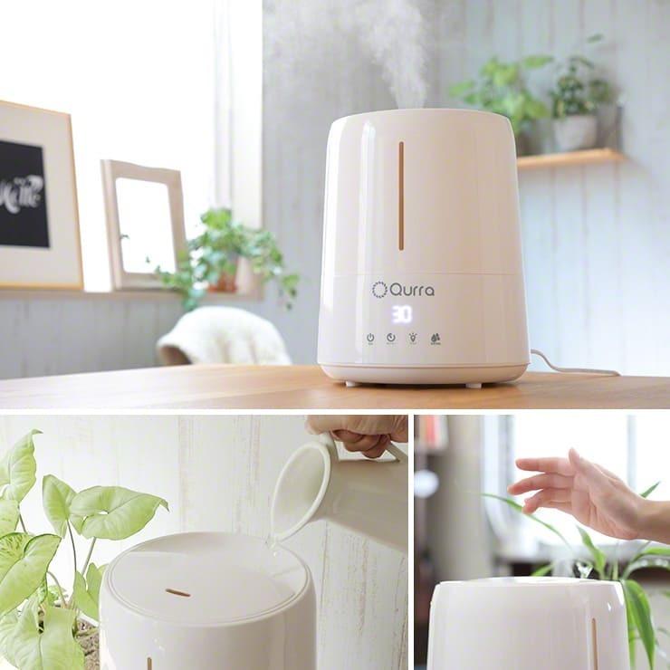 ＼4台無料／加湿器 8台セット アロマウォーター 超音波 抗菌 大容量 4.5L 卓上 自動湿度調整 オフィス 次亜塩素酸水対応 アロマ .3R | Qurra | 02