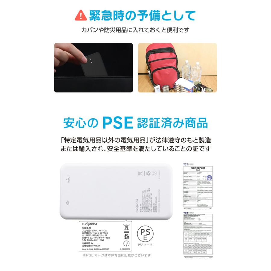 小型モバイルバッテリー 送料無料 名入れ | 薄型 小型 3000mAh oshimoba E02 | ALPHA LING | 10