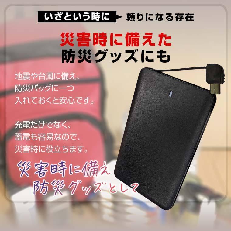 ケーブル内蔵の極薄小型モバイルバッテリー 送料無料 名入れ | 薄型 小型 ケーブル内蔵 2500mAh ALPHALING MINI｜tabtab｜13