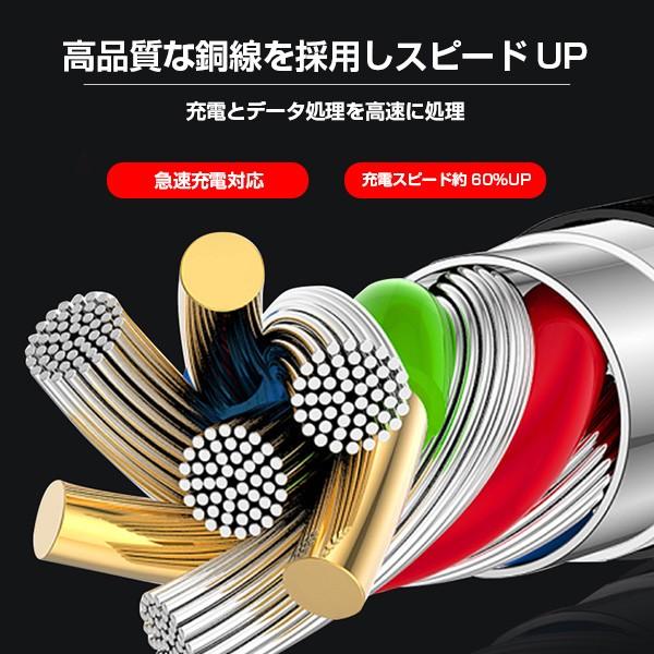iPhone/Type-C/microUSB 3in1 急速 充電 ケーブル 1.2/2.2メートル 送料無料 iPhone 13 /12/12 Pro Android用 Xperia Galaxy 充電器 データ同期 ナイロン編み |  | 03