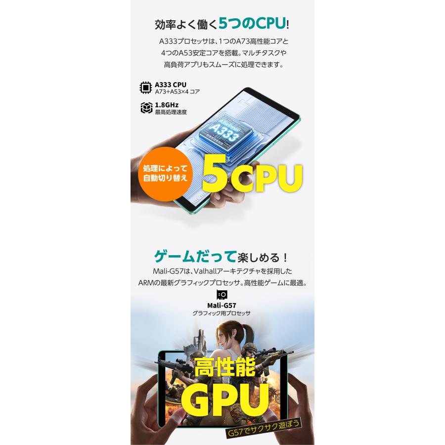 【軽快＆小型軽量】タブレットPC 本体 8インチ Wi-Fiモデル Android15GoEdition 新品 64GB/RAM3GB+仮想6GB/5コアA333プロセッサ/5000mAhバッテリー P85 2025 |  | 04