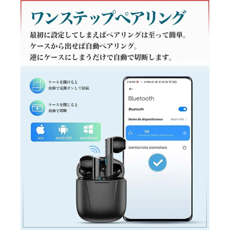 防水 フル ワイヤレスイヤホン bluetooth 自動ペアリング Hi-Fi高音質 左右分離型 マイク付き 軽量 小さい apple android switch iphone13 S-16 |  | 04