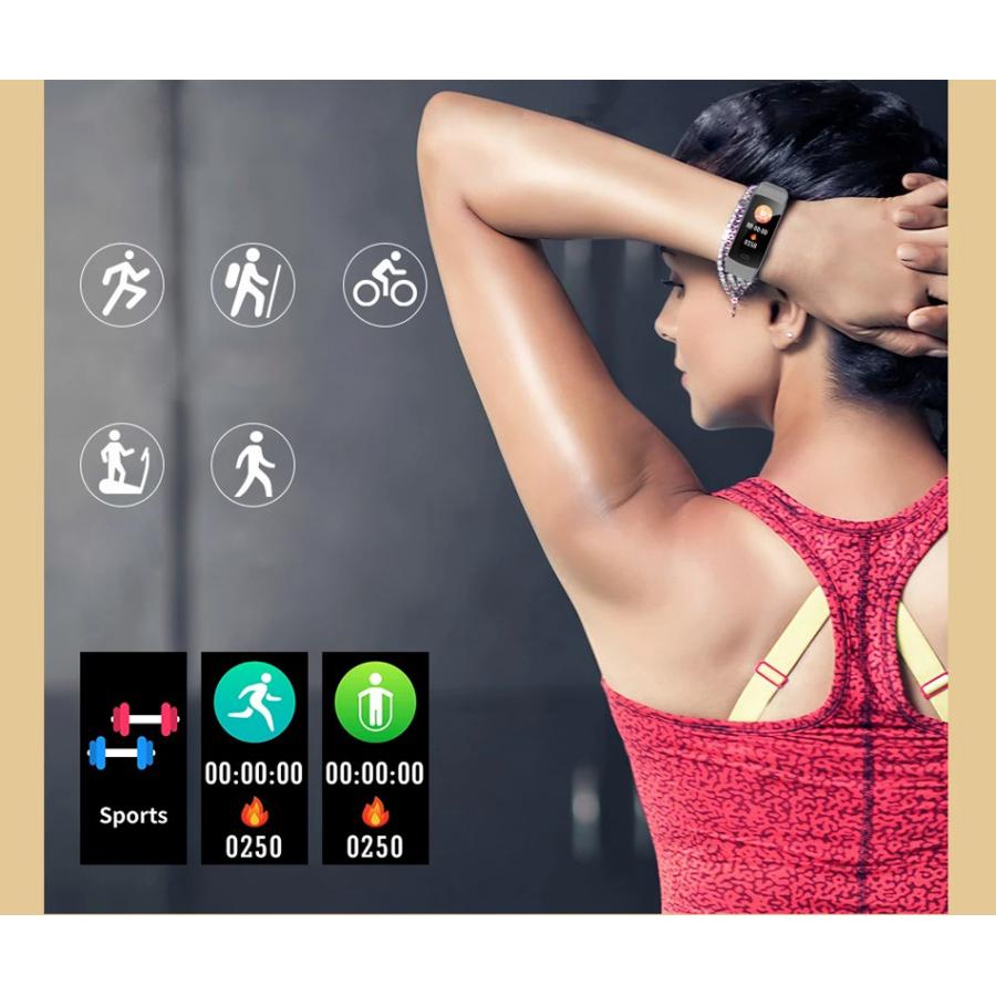 スマートウォッチ スマートブレスレット 防水 マルチ スポーツ 運動 歩数計 消費カロリー 睡眠検測 運動記録 カラースクリーン アプリ通知 アラーム | ブランド登録なし | 02