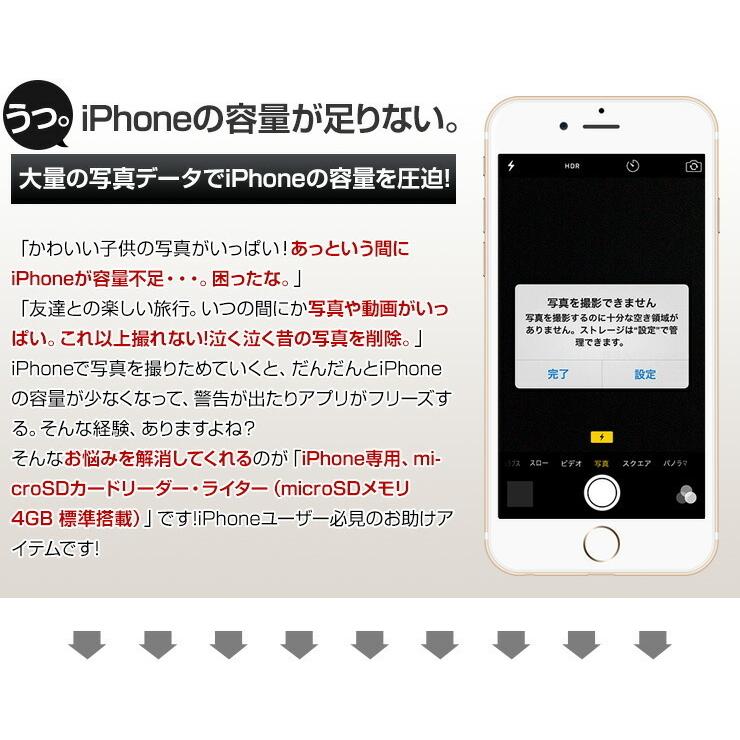 iPhone バックアップ USBメモリ microSD 4GB 容量不足 写真 連絡先 動画 データ コピー 保存 カードリーダー micr .3R | ブランド登録なし | 01