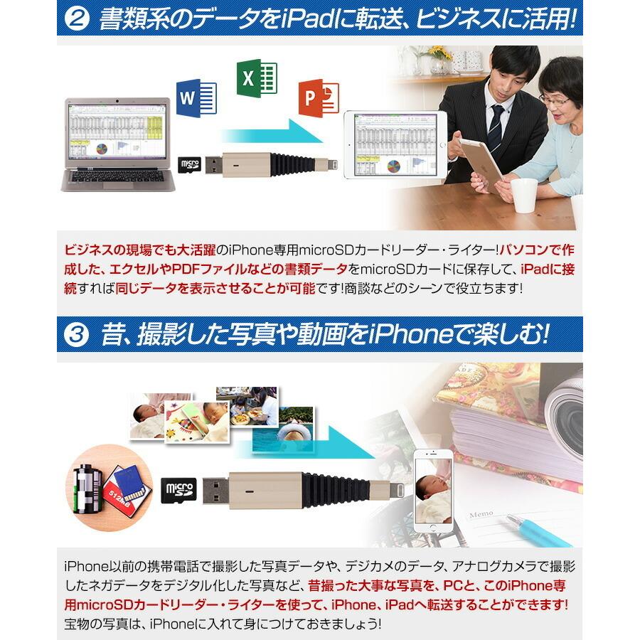 iPhone バックアップ USBメモリ microSD 4GB 容量不足 写真 連絡先 動画 データ コピー 保存 カードリーダー micr .3R | ブランド登録なし | 10