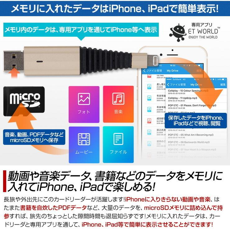 iPhone バックアップ USBメモリ microSD 4GB 容量不足 写真 連絡先 動画 データ コピー 保存 カードリーダー micr .3R | ブランド登録なし | 12