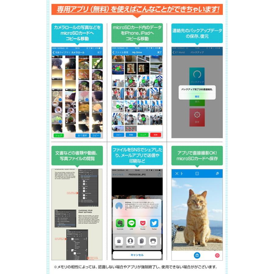iPhone バックアップ USBメモリ microSD 4GB 容量不足 写真 連絡先 動画 データ コピー 保存 カードリーダー micr .3R | ブランド登録なし | 17