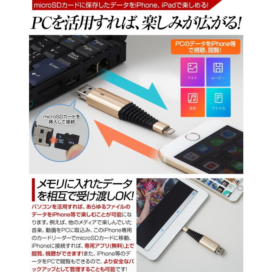 iPhone バックアップ USBメモリ microSD 4GB 容量不足 写真 連絡先 動画 データ コピー 保存 カードリーダー micr .3R | ブランド登録なし | 08