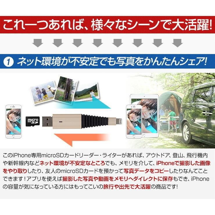 iPhone バックアップ USBメモリ microSD 4GB 容量不足 写真 連絡先 動画 データ コピー 保存 カードリーダー micr .3R | ブランド登録なし | 09