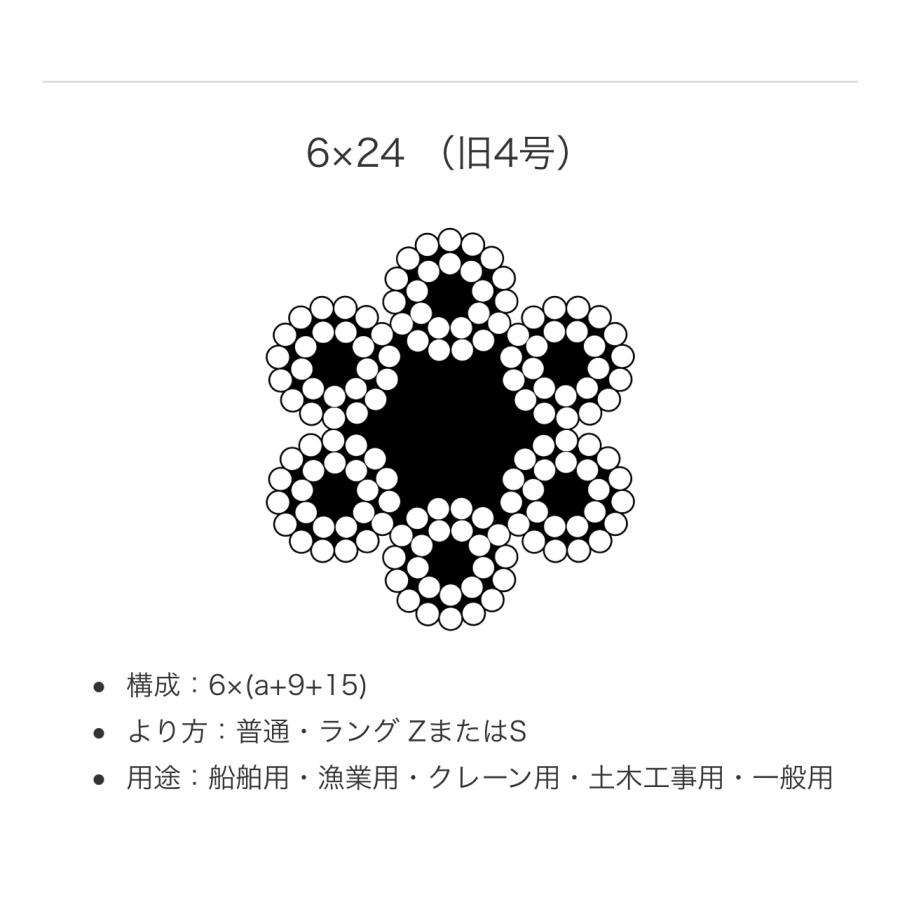 １０本組 JIS O/O 6×24 インポート品 黒 玉掛け配線 玉掛索 ロックドメワイヤー 6mm×5m