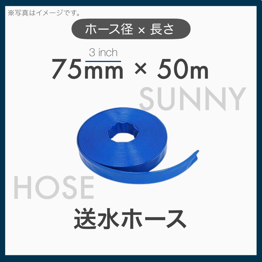 50m定尺 送水ホース サニーホース 散水ホース 青色 75mm×50m 呼径75mm 