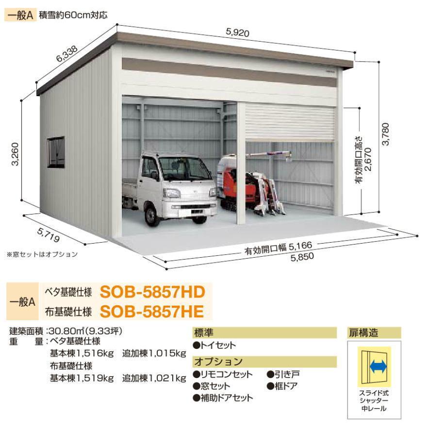 ヨドコウ ヨド倉庫 SOB-5857H 一般A 基本棟 ※お客様組立品 配送のみ