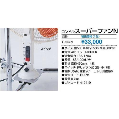 スーパーファンN　E-103-N 工場扇 業務用 扇風機 大型扇風機 床置き型 循環 送風機 強力 大型｜tac-online｜02