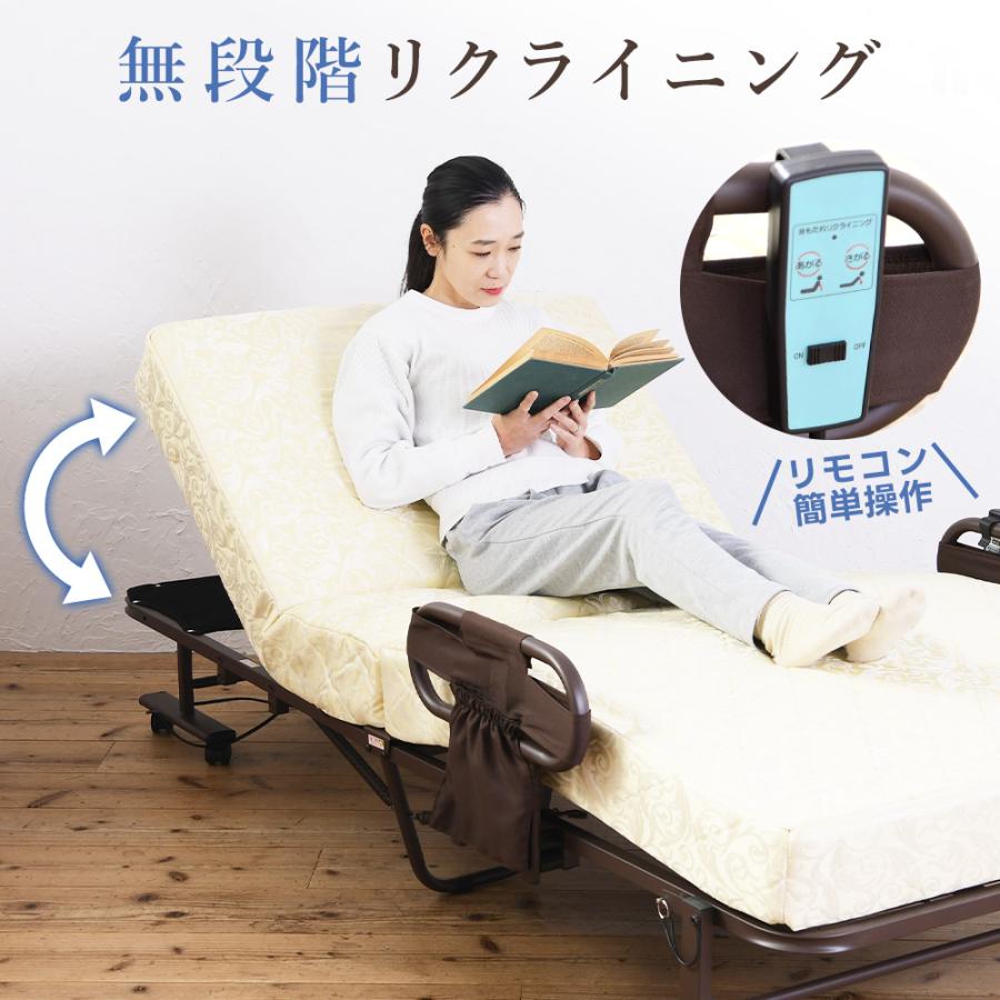 コイルスプリング入り電動ベッド セミシングル 電動リクライニング