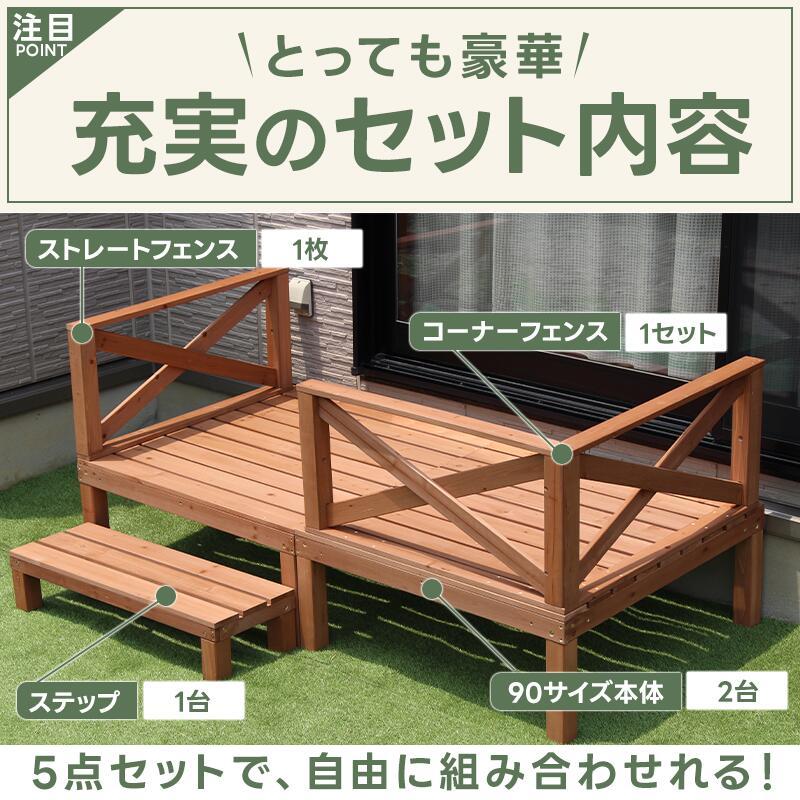 ウッドデッキ 6点 0.5坪セット ウッドテラス ウッドフェンス デッキ