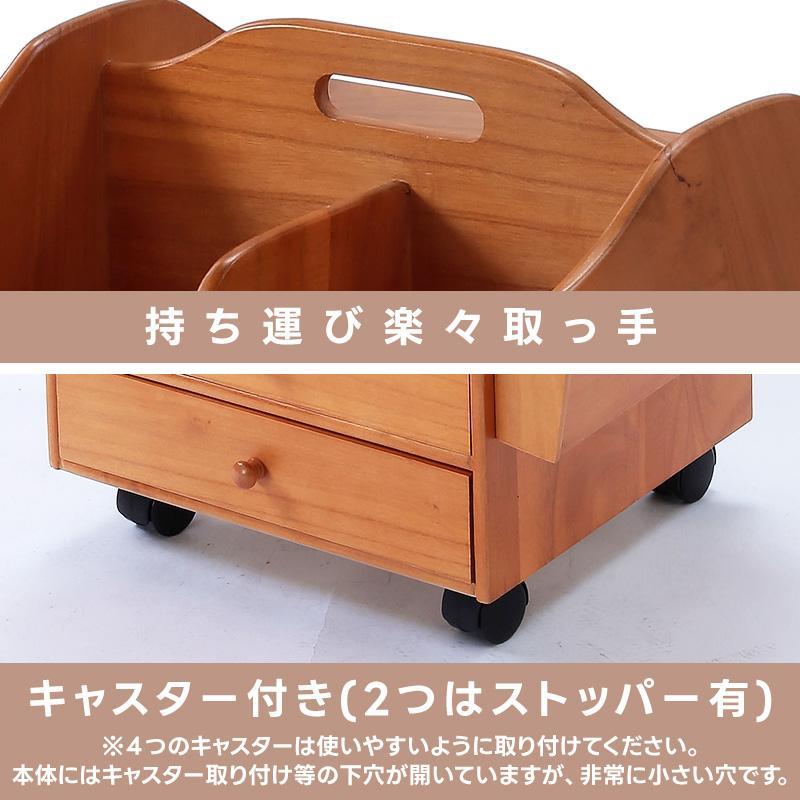 大川家具　木製サイドテーブル 引き出し付き キャスター付き ワゴン キャスター付き ハイタイプ 桐 ソファ横 おしゃれ コンパクト