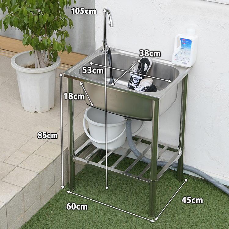 深型　水栓付きステンレス流し台　60cm ガーデン流し台　簡易 流し台 屋外　ガーデンシンク 流し台 シンク（倉出し）｜tac-online｜07