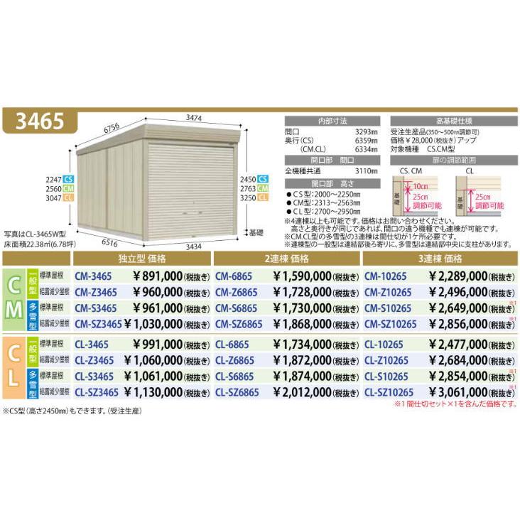 カールフォーマ タクボガレージ CL-10265 一般型 標準屋根 3連棟