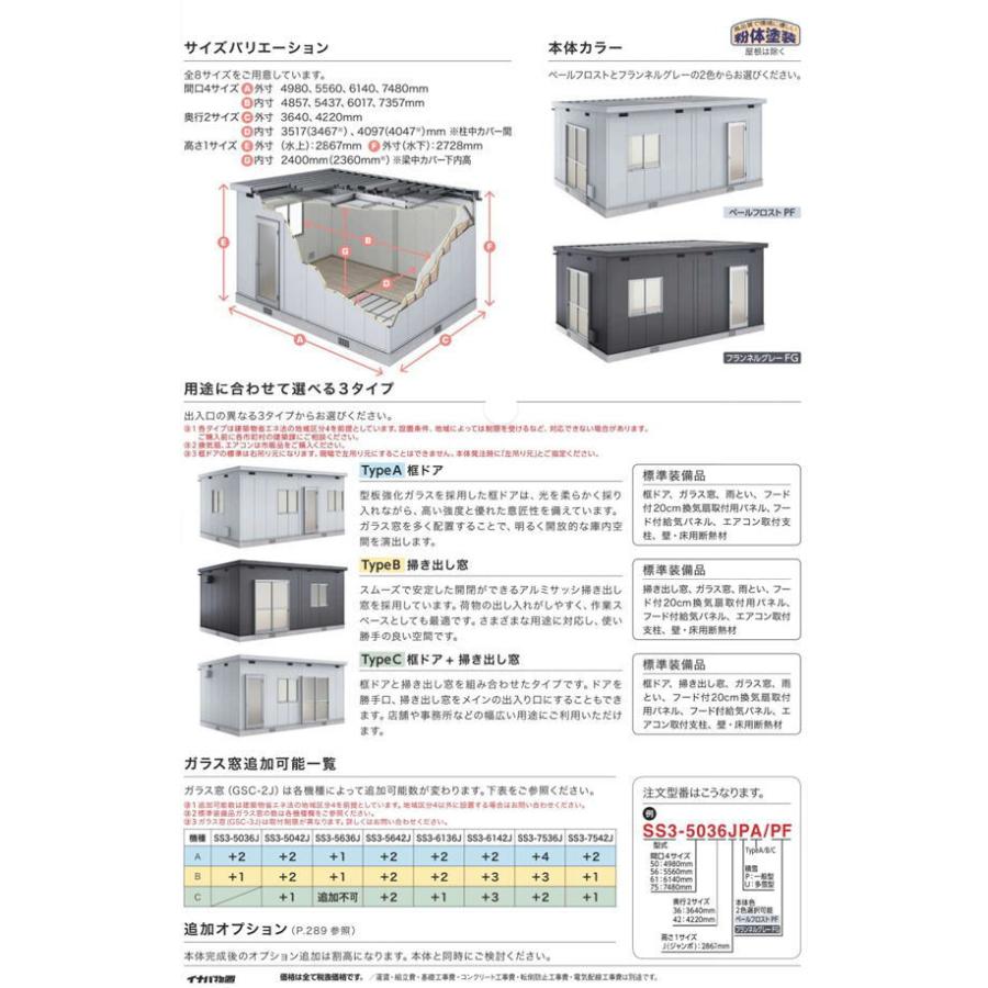 【関西限定！配送のみ お客様組立品】イナバ物置 マルチスペース COMO SPACE SS3-5636JUB 多雪型 TypeB 物置 屋外 収納庫 物置 おしゃれ 車庫 イナバガレージ
