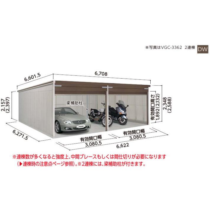 ヨドコウ ヨドガレージ VGC-3362H 背高Hタイプ【一般型】2連棟 ※お客様 