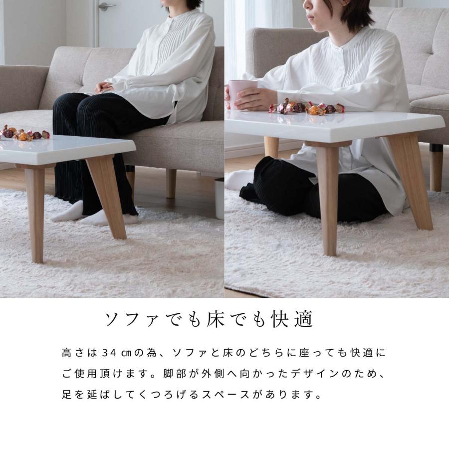 ローテーブル 四角 木製 北欧 白 おしゃれ 幅110 110cm リビング 光沢 鏡面 UV塗装 かわいい 小さい 座卓ホワイト | tac INTERIOR | 12