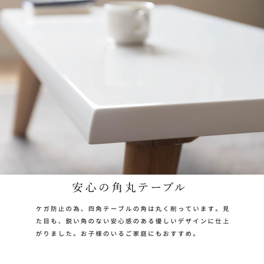 ローテーブル 四角 木製 北欧 白 おしゃれ 幅110 110cm リビング 光沢 鏡面 UV塗装 かわいい 小さい 座卓ホワイト | tac INTERIOR | 17