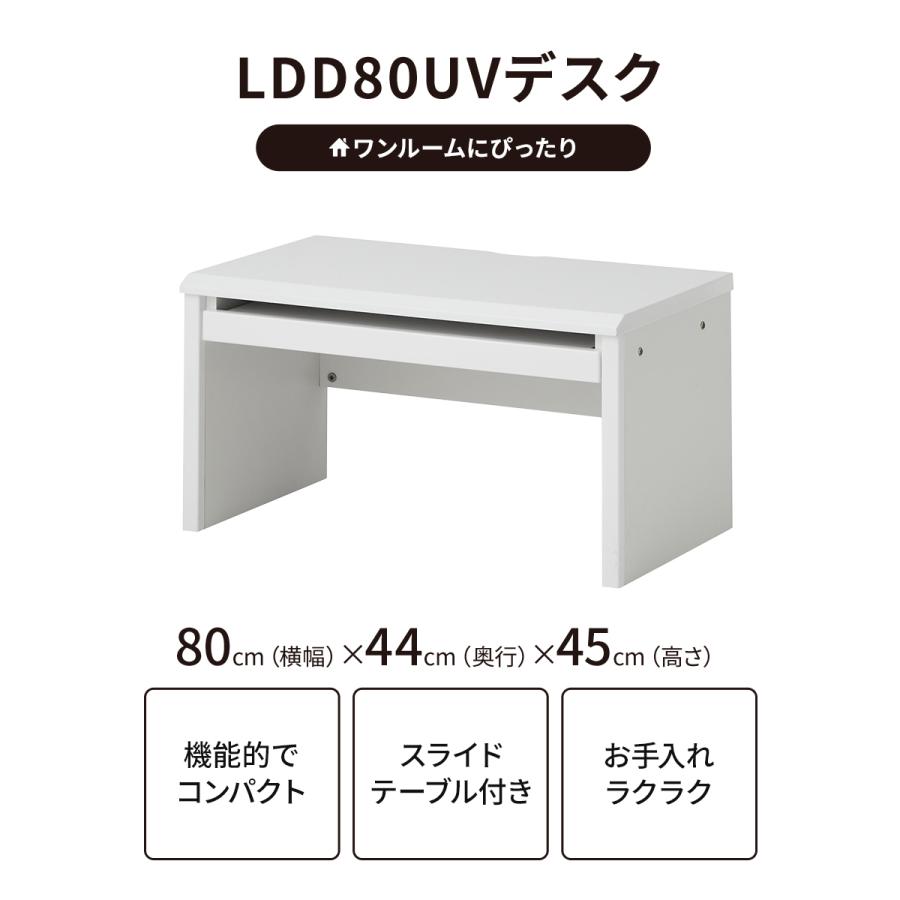 デスク ローデスク 幅80 ホワイト 白 木製 UV塗装 キーボードテーブル