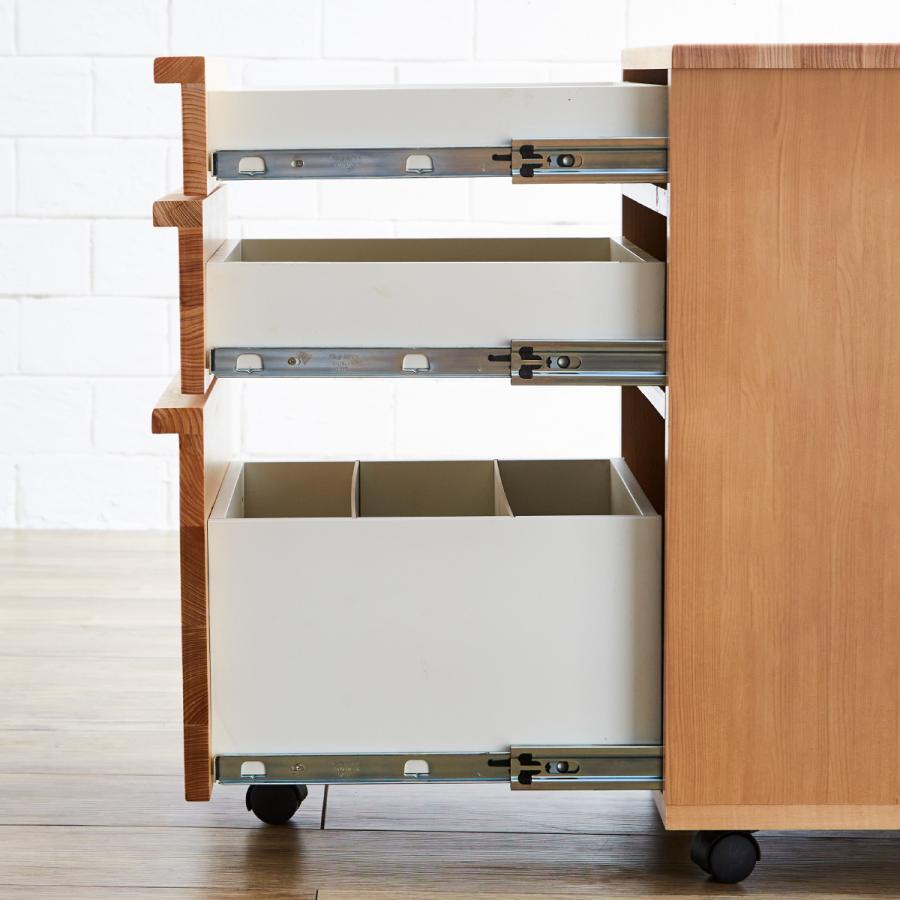 パソコンデスク ワゴン デスク 机 幅 43 おしゃれ 木製 勉強机 サイドチェスト 大人 学習 テレワーク 在宅 勤務 ひのき パソコン ワゴン | tac INTERIOR | 05