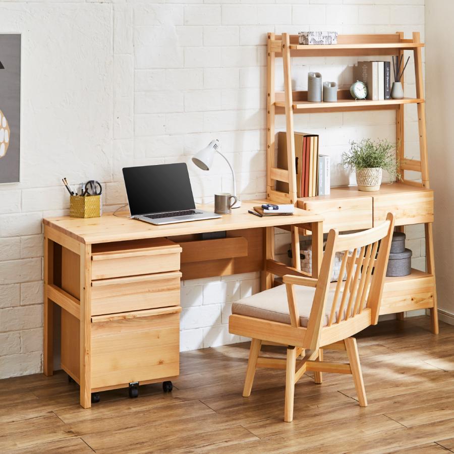 パソコンデスク ワゴン デスク 机 幅 43 おしゃれ 木製 勉強机 サイドチェスト 大人 学習 テレワーク 在宅 勤務 ひのき パソコン ワゴン | tac INTERIOR | 13