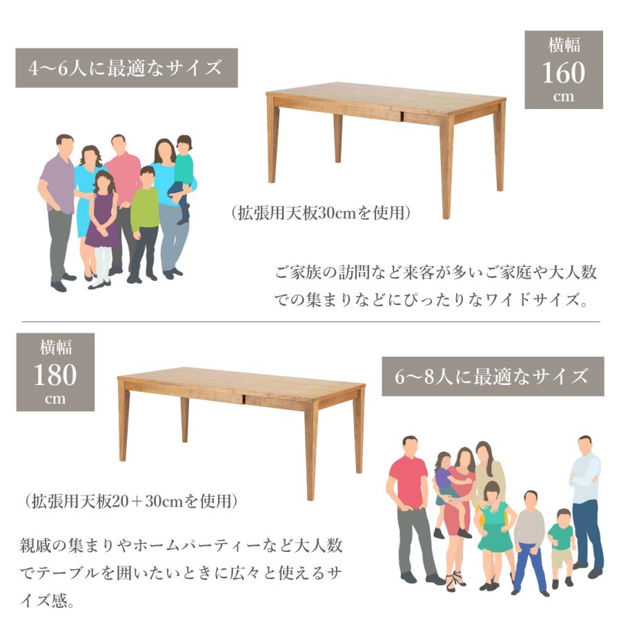 ダイニングテーブル 伸縮 伸長 4人 6人 幅 130 150 160 180 cm 木製 北欧 おしゃれ ナチュラル 伸縮式 伸長式 食卓 テーブル 長方形 ４人掛け 6人掛け オーク | tac INTERIOR | 14