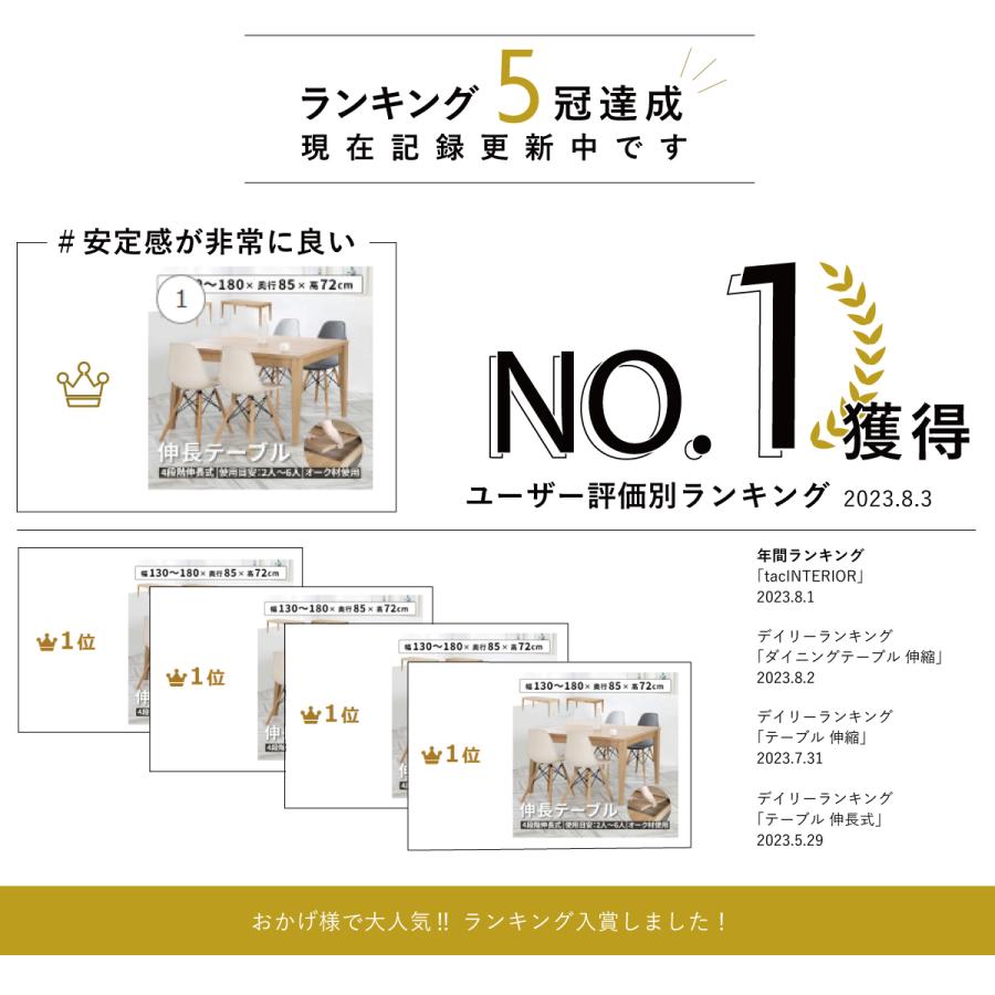 ダイニングテーブル 伸縮 伸長 4人 6人 幅 130 150 160 180 cm 木製 北欧 おしゃれ ナチュラル 伸縮式 伸長式 食卓 テーブル 長方形 ４人掛け 6人掛け オーク | tac INTERIOR | 05