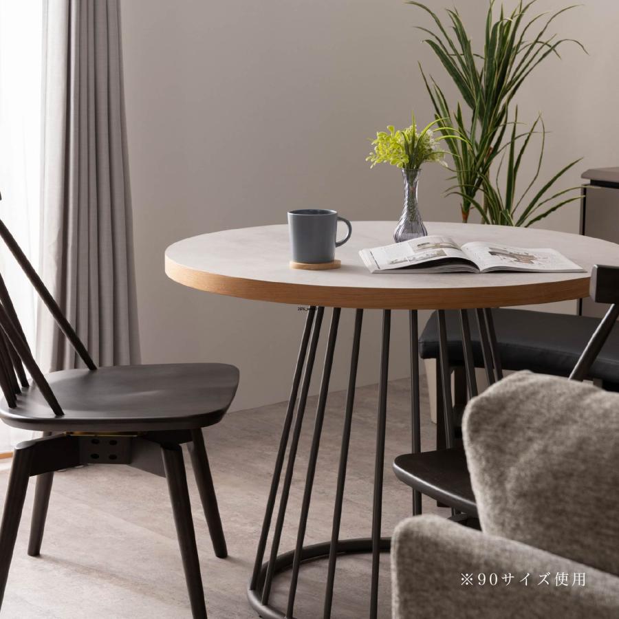 ダイニングテーブル 丸テーブル 幅 90 cm 2人掛け メラミン セラミック調 天板 木製 木口 円錐脚 放射模様 アイアン 脚 食卓 円形 テーブル 90cm 幅 2人用 | tac INTERIOR | 20