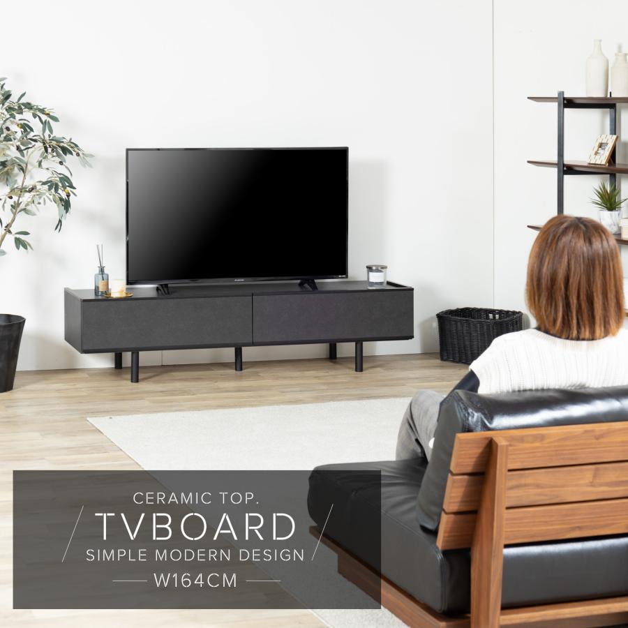テレビ台 テレビボード セラミック 幅 164 cm ローボード TVボード TV台 リビングボード AVボード テレビラック TVラック 165 おしゃれ 脚付き グレー ブラック | tac INTERIOR | 02