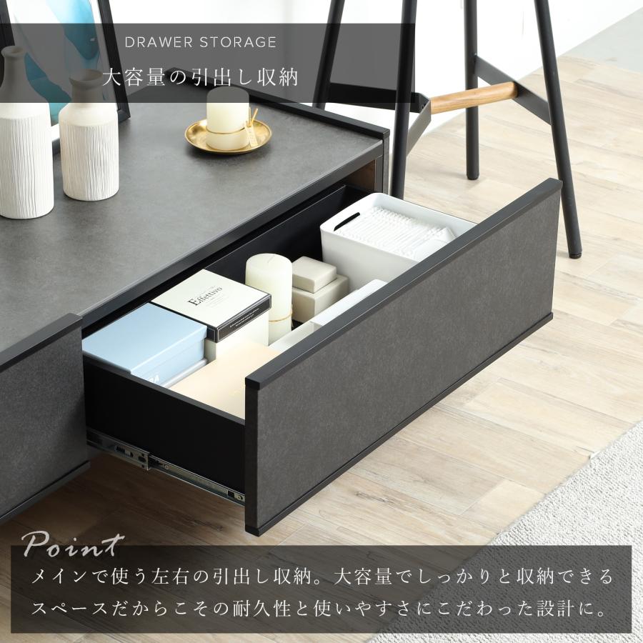 テレビ台 テレビボード セラミック 幅 224 cm ローボード TVボード TV台 リビングボード AVボード テレビラック TVラック 225 おしゃれ 脚付き グレー ブラック | tac INTERIOR | 08