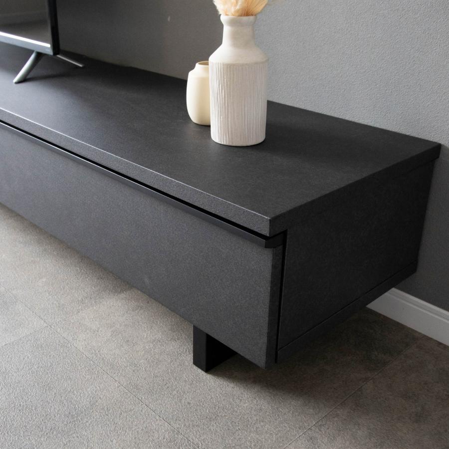 テレビ台 テレビボード 幅 180 cm ローボード リビングボード セラミック調 石目柄 木目調 おしゃれ 収納 北欧 TVボード ブラック モダン シンプル | tac INTERIOR | 19