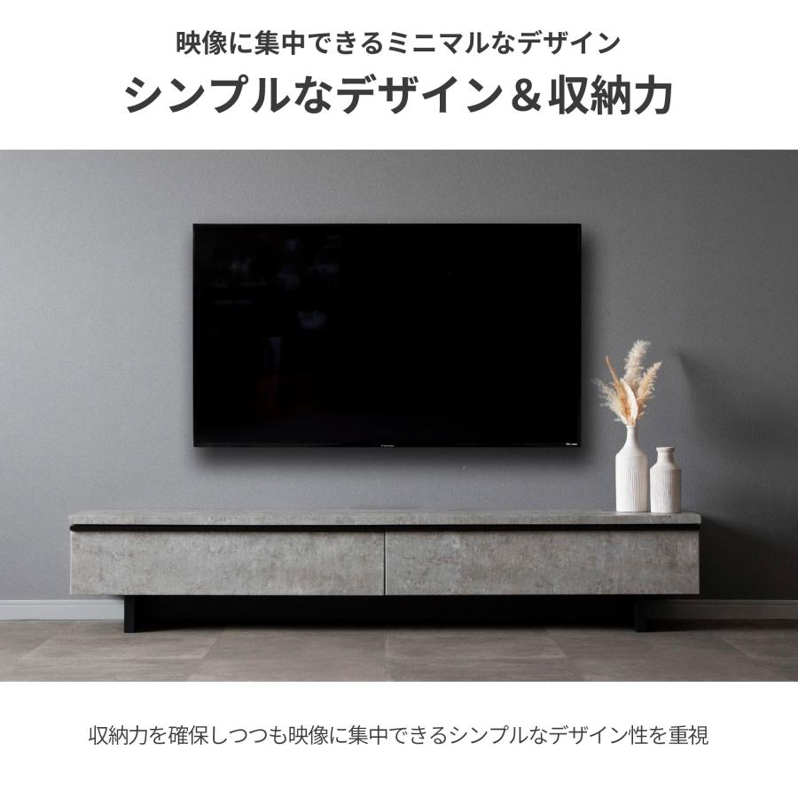 テレビ台 テレビボード 幅 180 cm ローボード リビングボード セラミック調 石目柄 木目調 おしゃれ 収納 北欧 TVボード ブラック モダン シンプル | tac INTERIOR | 05