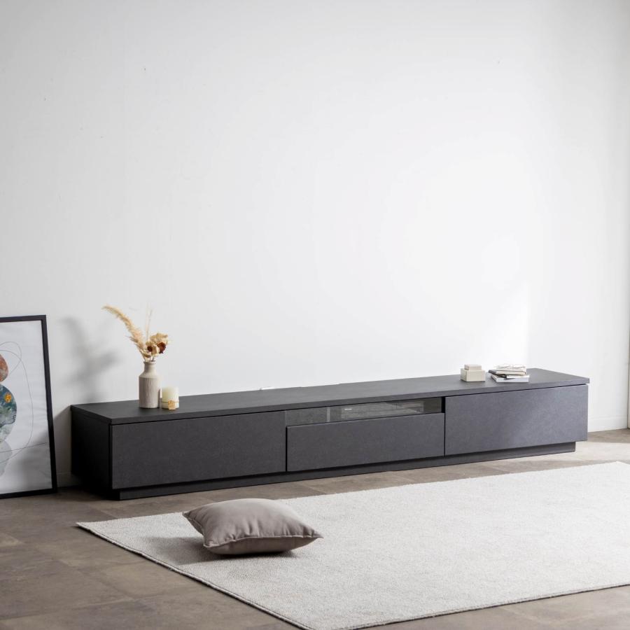 テレビ台 テレビボード 開梱設置付き 幅 240 cm 完成品 セラミック調 石目柄 ローボード おしゃれ 240cm 幅 リビングボード リモコン操作 収納 ブラック グレー | tac INTERIOR | 11
