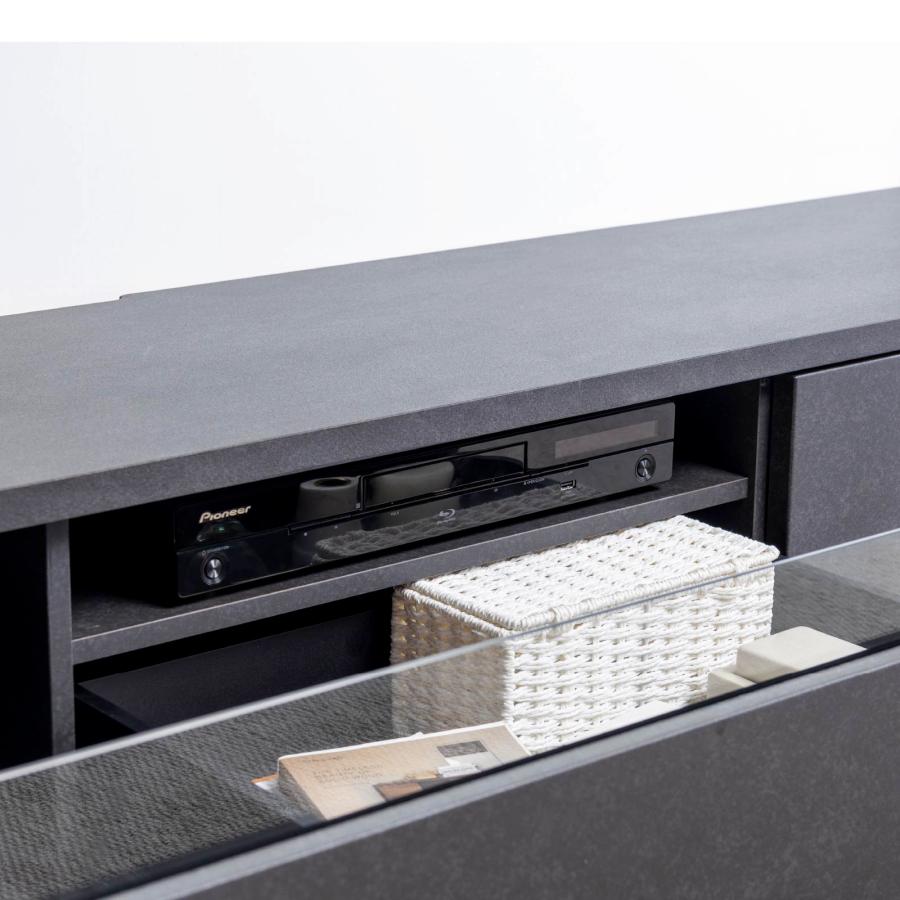 テレビ台 テレビボード 開梱設置付き 幅 240 cm 完成品 セラミック調 石目柄 ローボード おしゃれ 240cm 幅 リビングボード リモコン操作 収納 ブラック グレー | tac INTERIOR | 15