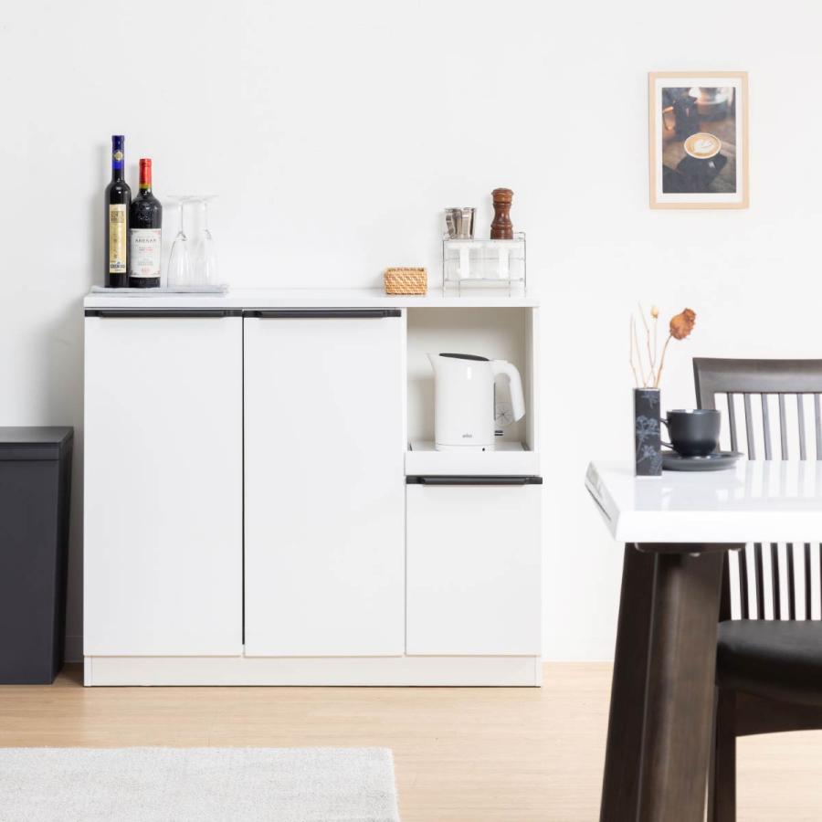 キッチンカウンター 100 幅 キッチン 作業台 セラミック調 ブラック レンジ台 完成品 スリム 食器棚 キッチンボード ロータイプ キッチン収納 炊飯器 引き出し | tac INTERIOR | 19