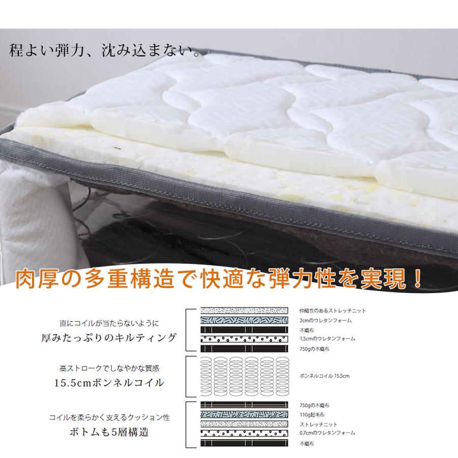 ボンネルコイルマットレス シングル スリム sleam 保温 吸湿 放湿 通気性抜群 厚さ19cm 高弾力 マットレス単品 圧縮梱包 マットレス 硬め 抗菌 防臭 防ダニ
