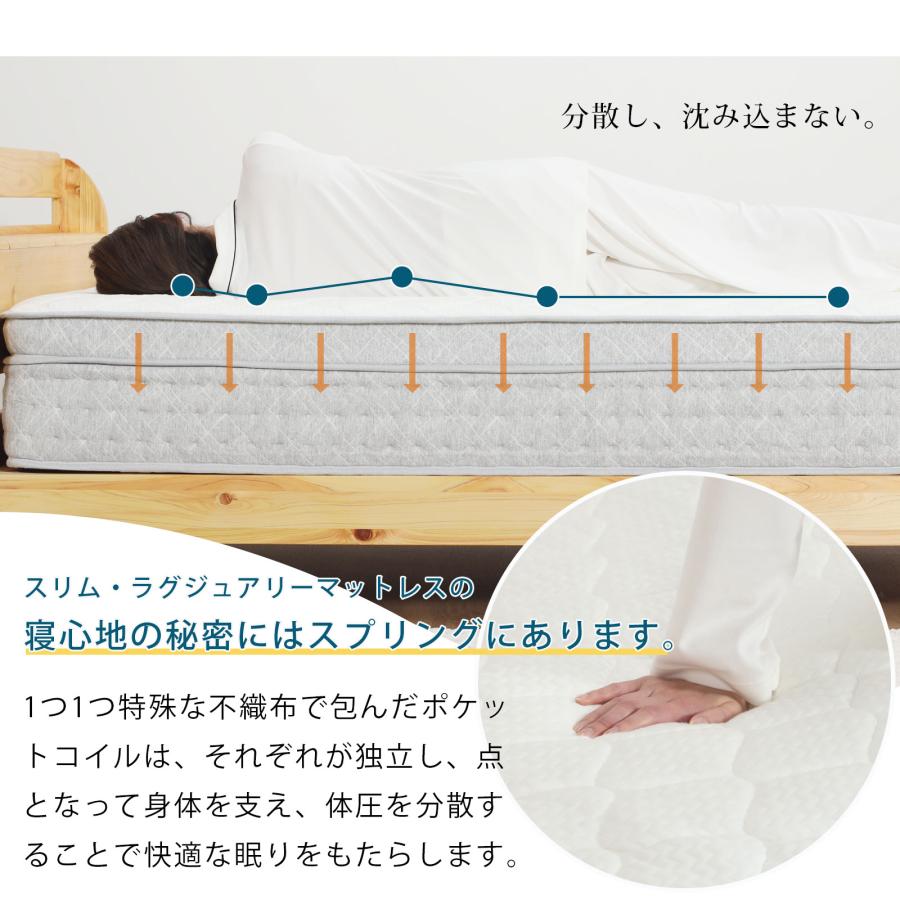 シングル ポケットコイル スリム sleam 高密度 25cmコイル 体圧分散 通気性抜群 圧縮梱包 硬め 抗菌 防臭 防ダニ 送料無料 新生活 厚め 高級 【シルキー】